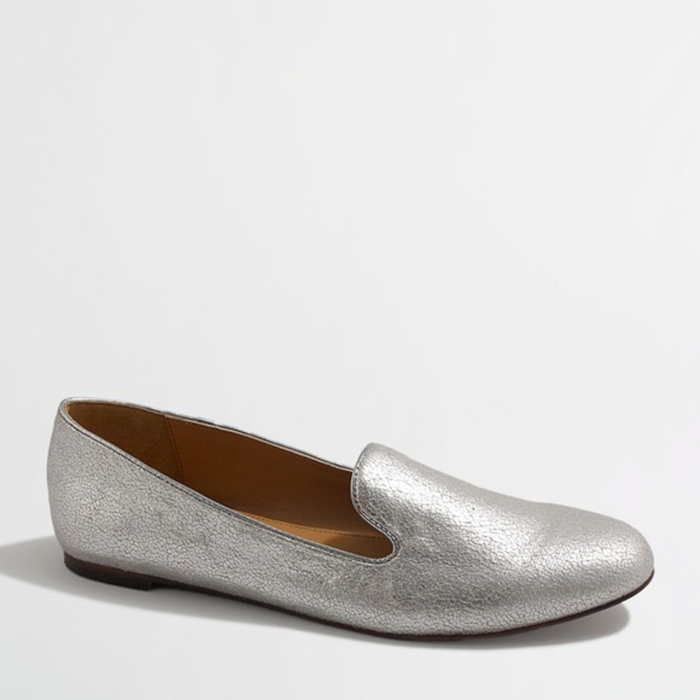J. Crew Silver Metallic Loafers Size-7